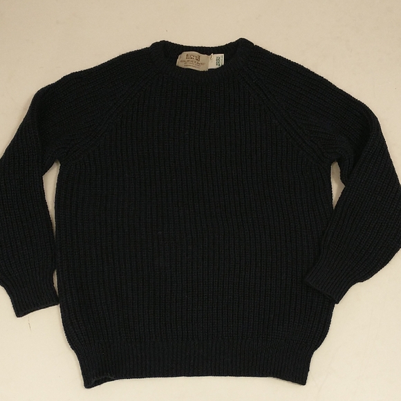 Aran Sweater Market Ireland Dark Navy Blue Pullover Crew Neck 100% Wool NWOT